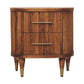Solid Wood Ribbed Bedside with Brass Accents