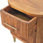 Solid Wood Ribbed Bedside with Brass Accents