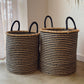 S/2 Handwoven Hamper - Natural with Black Stripes