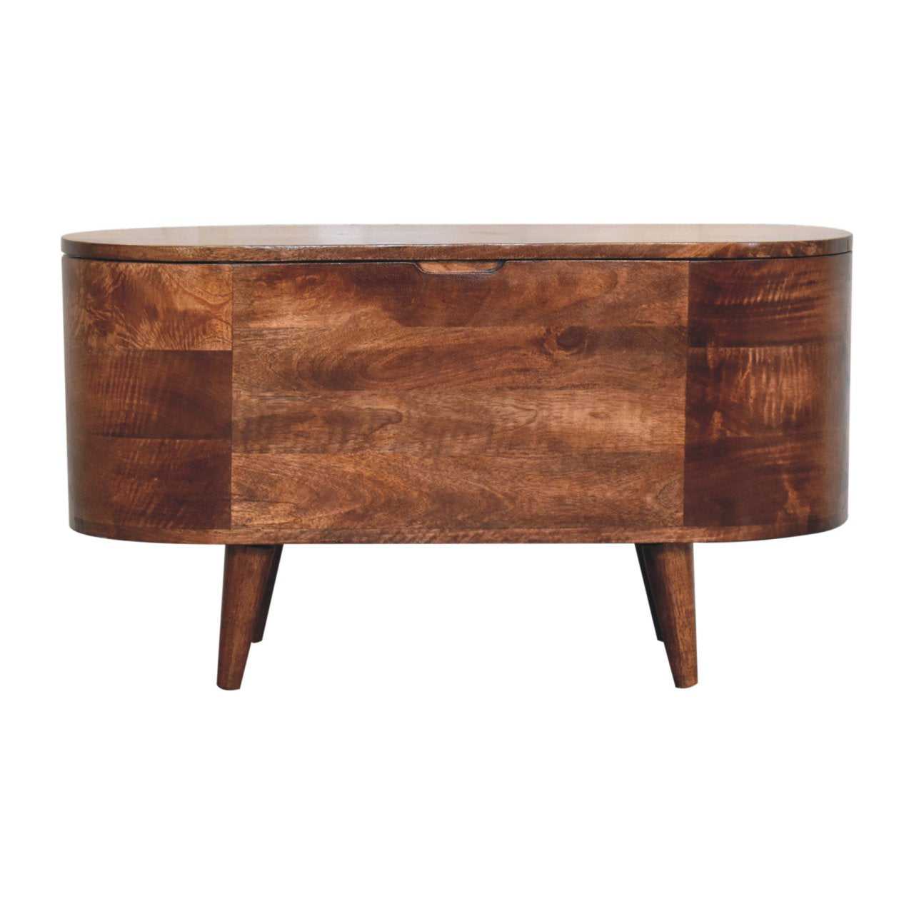 Solid Wood Honey Caramel Rounded Lid-Up Blanket Box