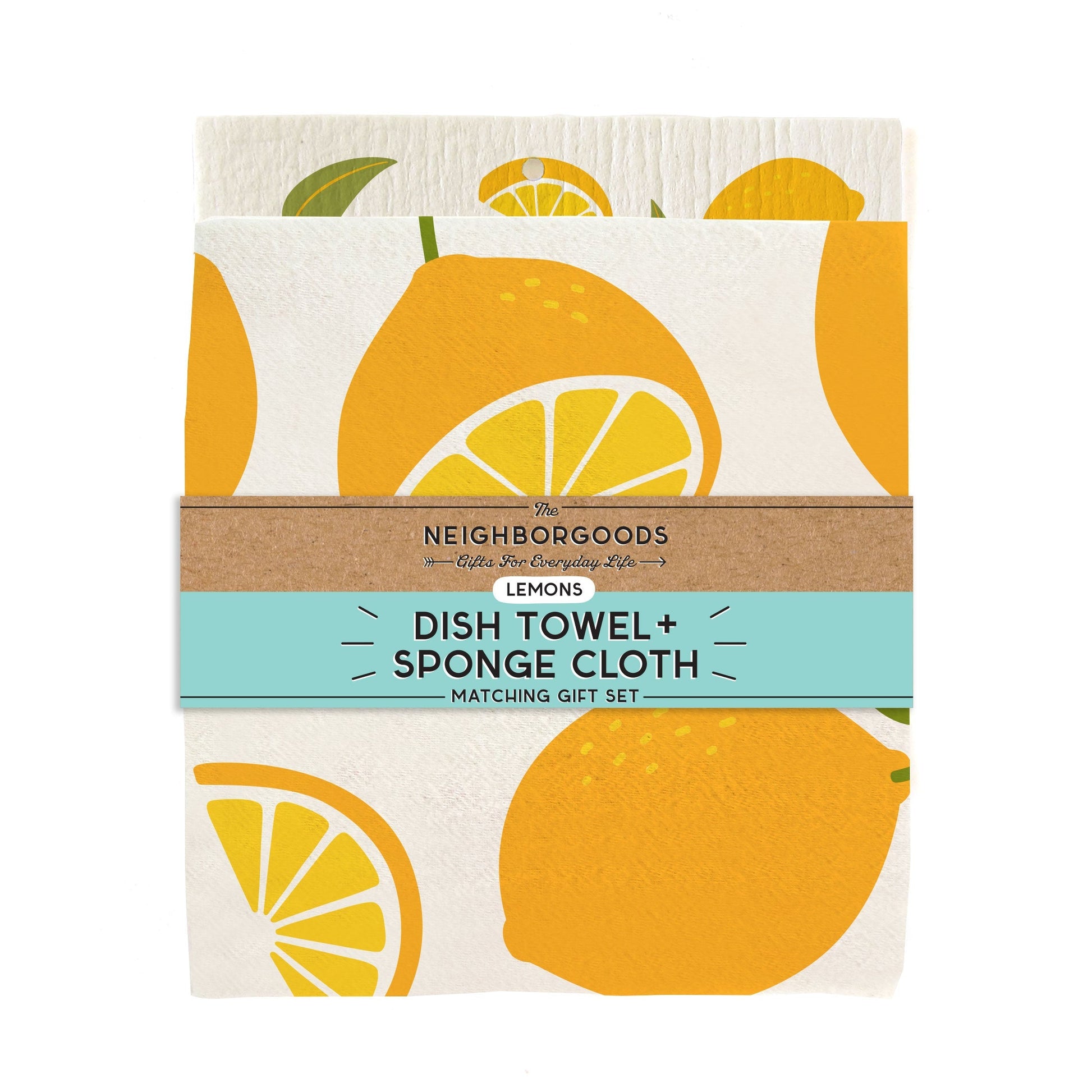 Lemon Dish Towel + Sponge Cloth Gift Set