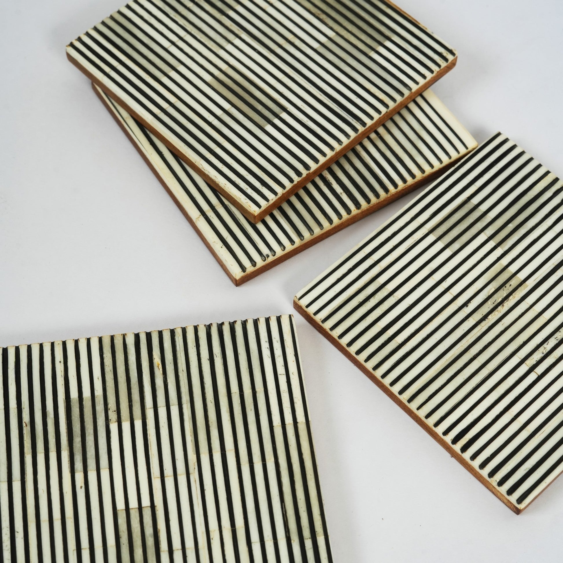 Pinstripe Inlay Tray & Coasters Gift Box Set
