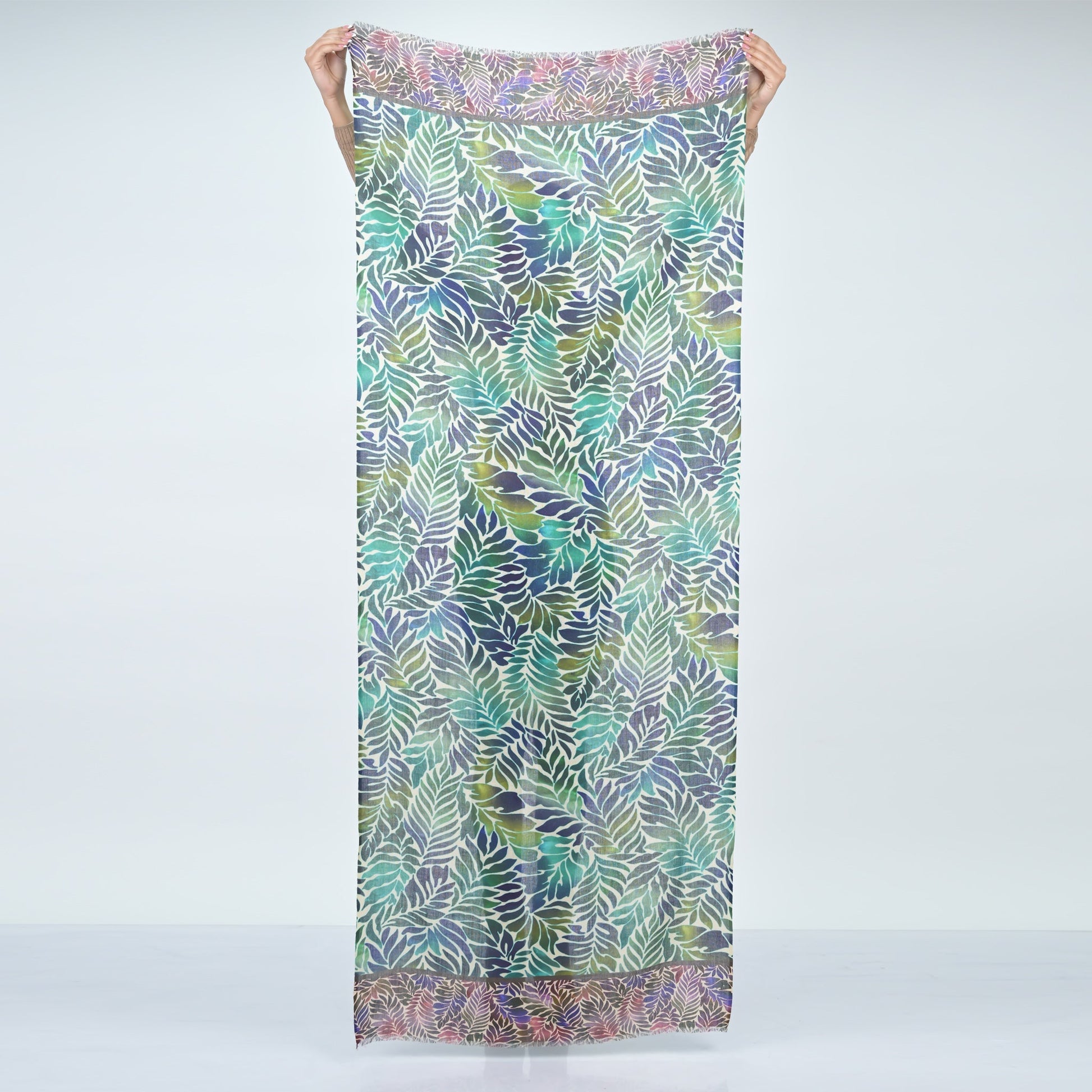 Fern Wool Twill Scarf - Blue Green