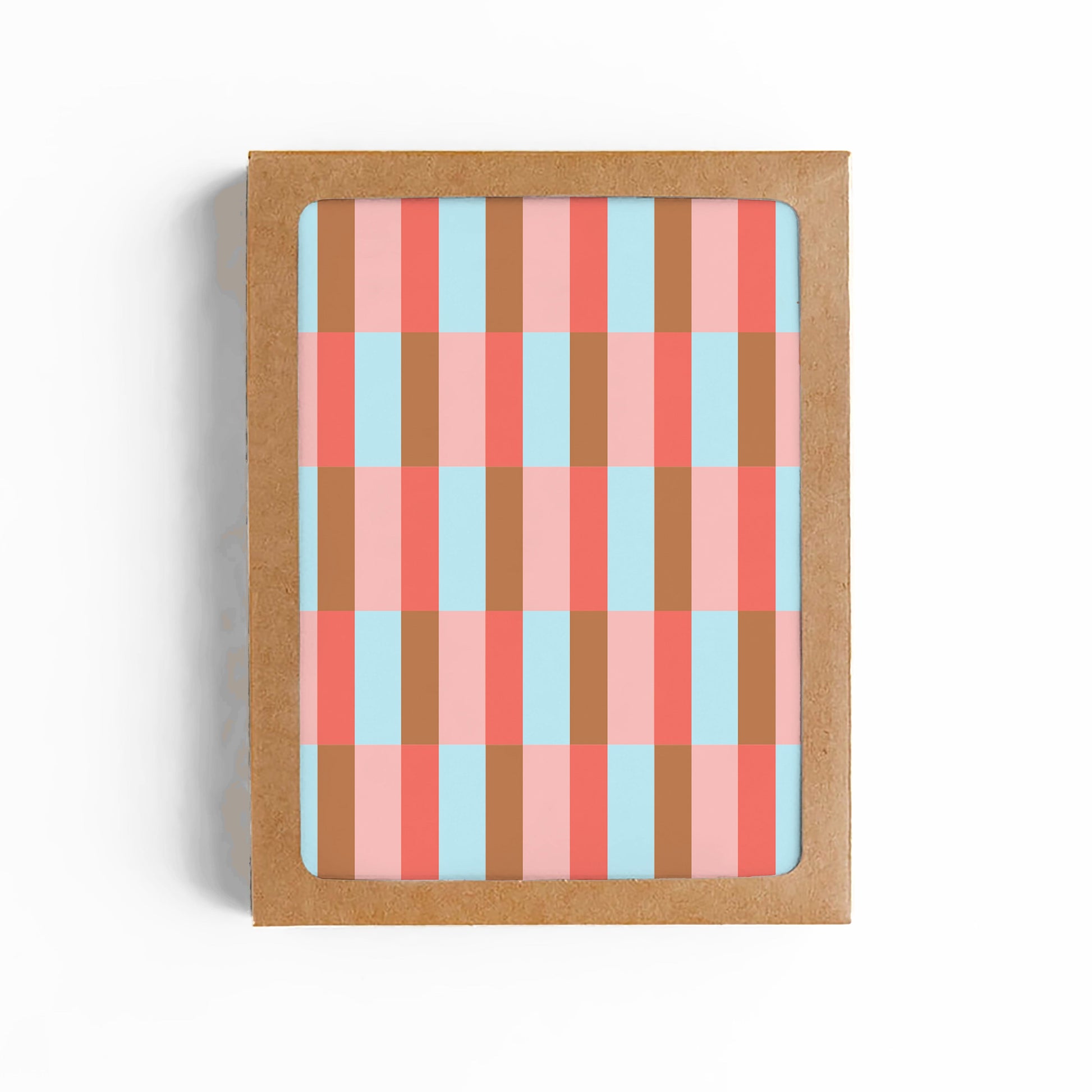 Retro Striped Checkerboard Blank Card-Boxed Set of 8
