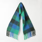 Brushed Checkered Print Scarf - Blue Green