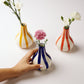 Ceramic Stripe  bud vase, Red -  3.5 x 3.5 x 4.75 Inches ( Set of 4 )