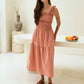 Elena Crinkle Gingham Carry-On Travel Skirt in Persimmon