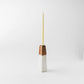 Tapered White Marble & Acacia Sculptural Candleholder