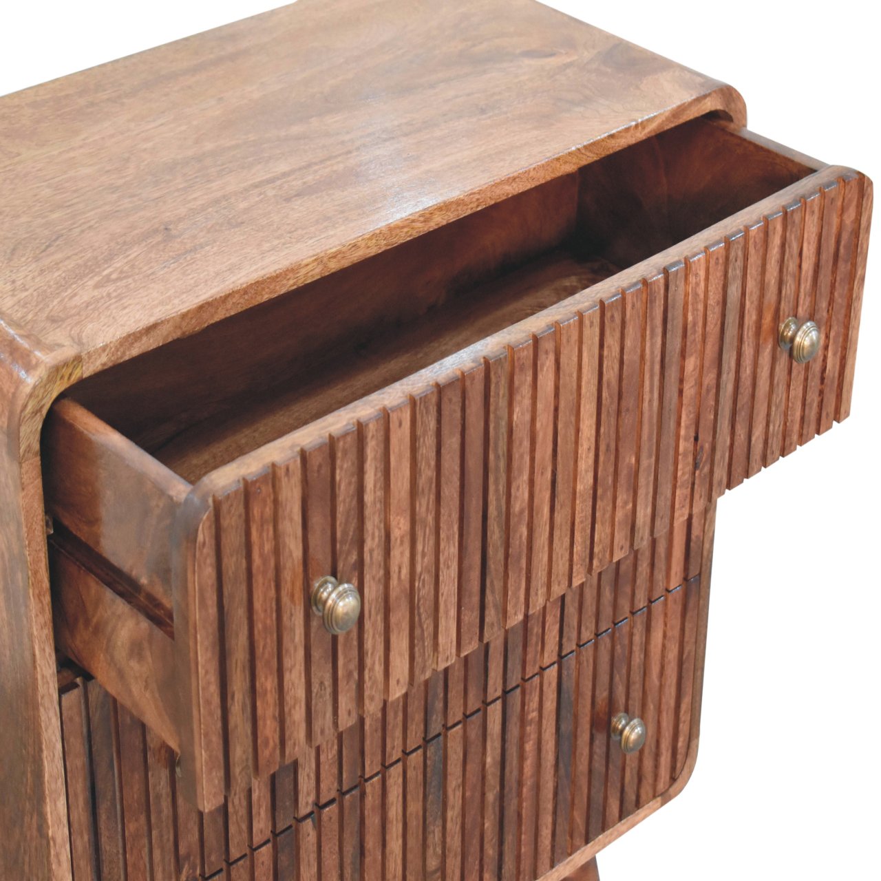 Solid Wood Honey Caramel T-Bar Ridged Chest