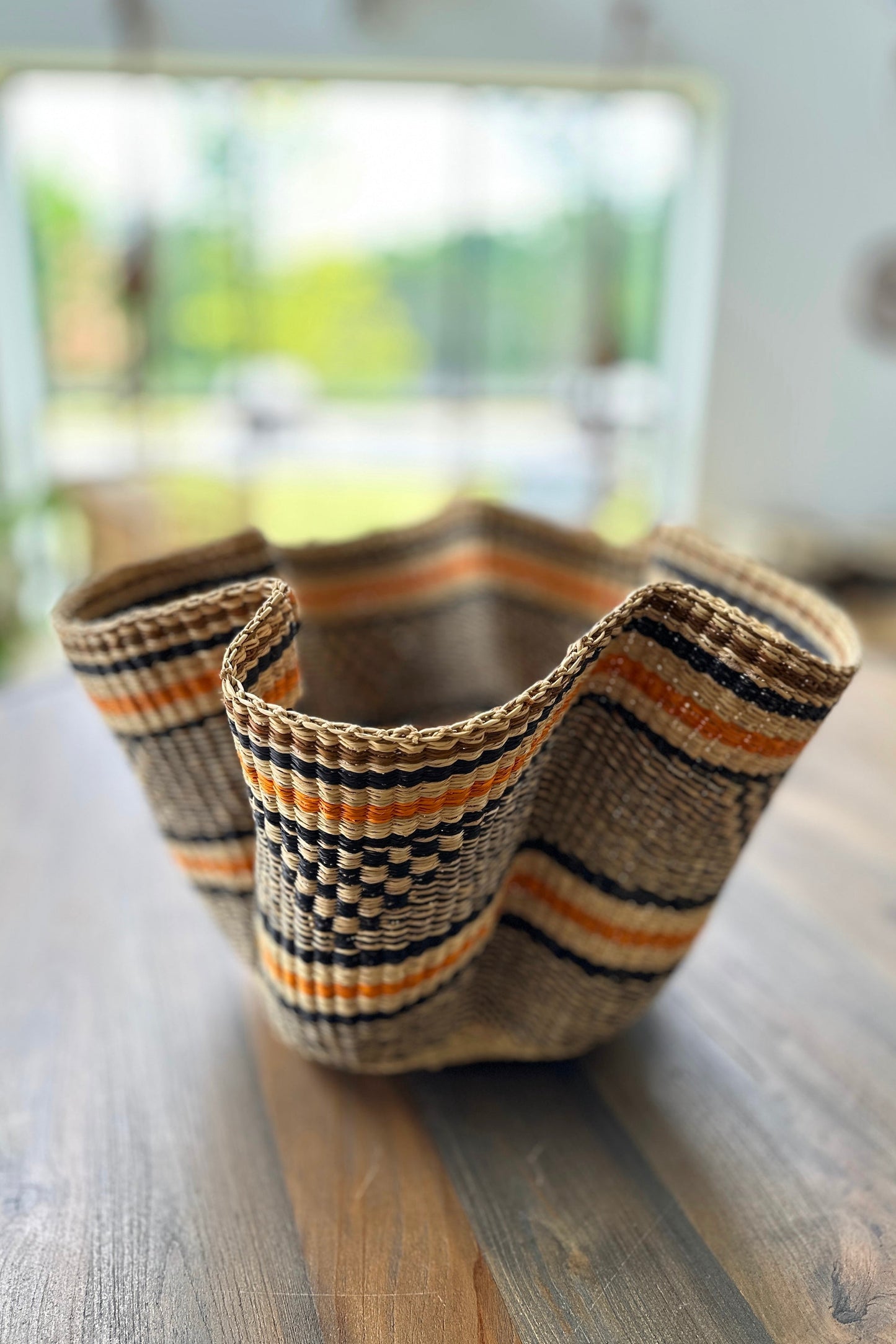 Handwoven Wave Basket - Earth Colors
