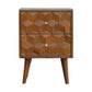Chestnut Cube Carved Bedside Nightstand