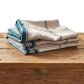 Handmade French Linen Kitchen Towels: Blue & Mauve Striped Tea Towels