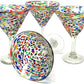 Confetti Rock Modern Margarita Glasses - Martini Style - Set of 4