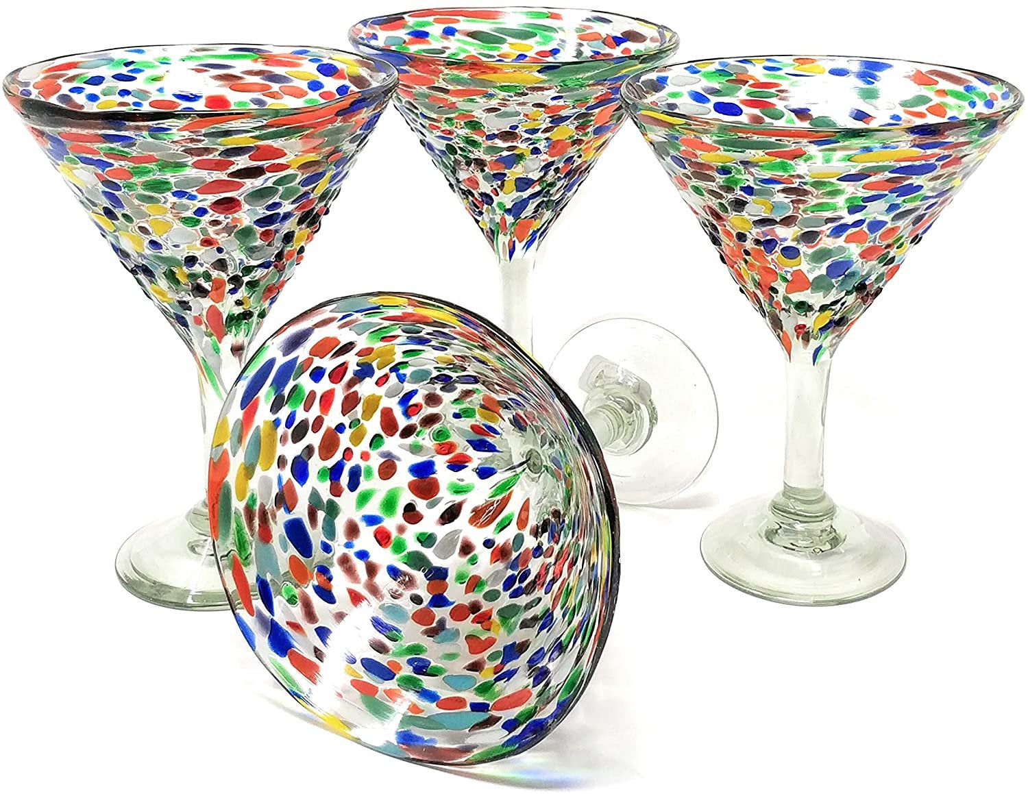 Confetti Rock Modern Margarita Glasses - Martini Style - Set of 4