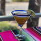 Cobalt Blue Spiral Design Margarita Glasses - Martini Style - Set of 4