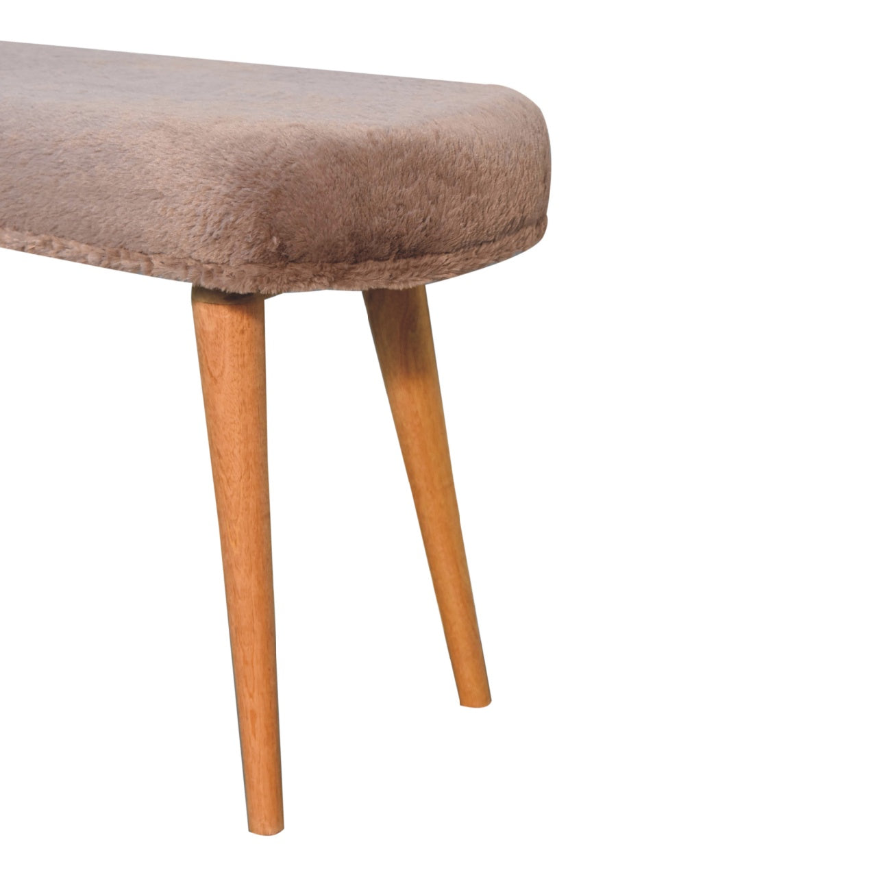 Solid Wood Faux Fur Fabric Bench