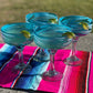 Aqua Swirl Design Margarita Glasses - Set of 4