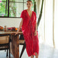 Madella Hand Dyed Kaftan Dress in Tomato