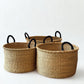 Handwoven Hamper with Leather Handles - Natural - Medium