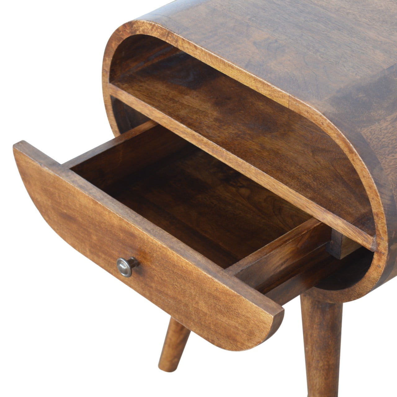 Solid Wood Chestnut Circular Open Bedside