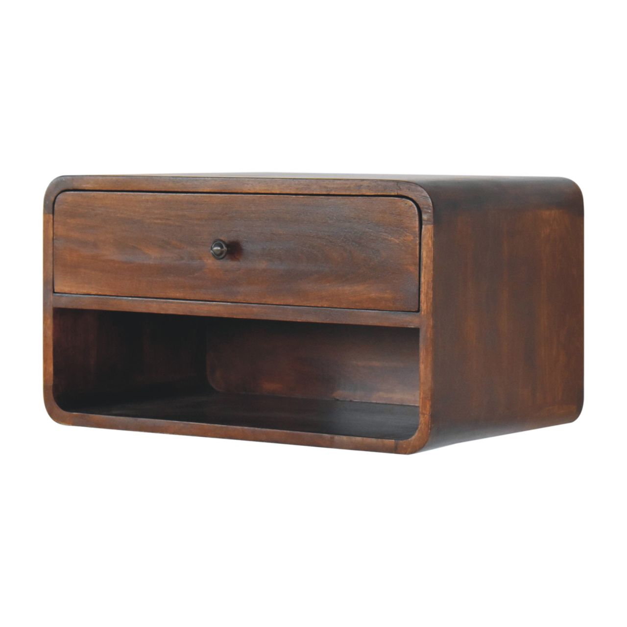 Solid Wood Large Curve Floating Bedside Table