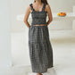 Elena Crinkle Linen Gingham Carry-On Travel Skirt in Black