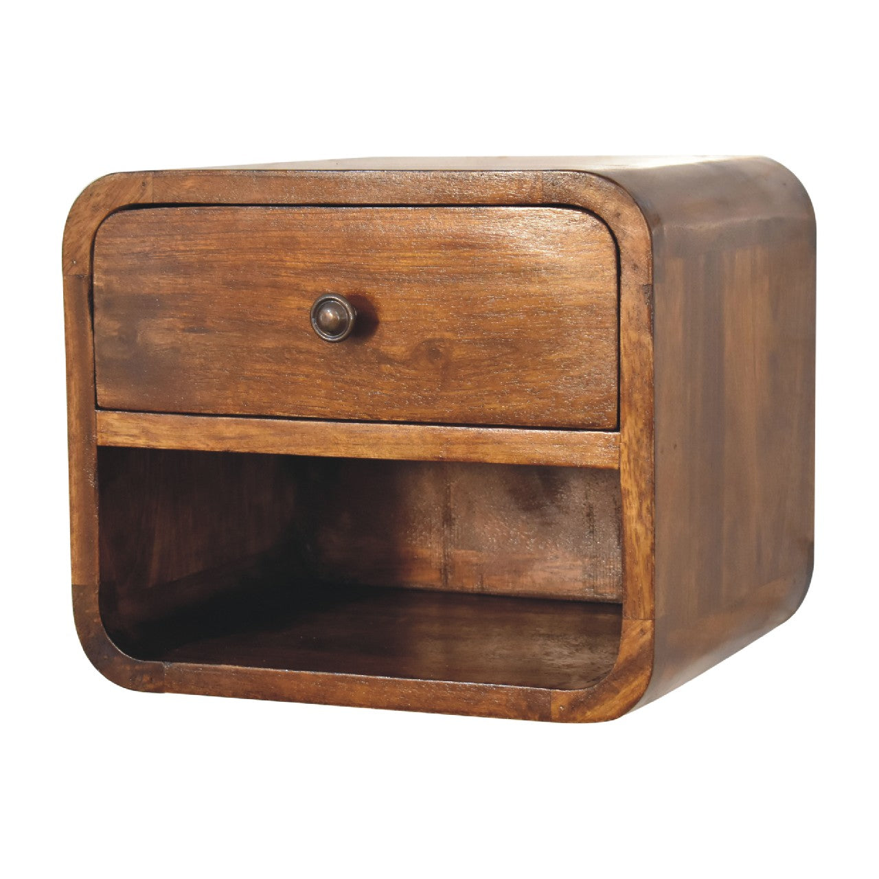 Solid Wood Mini Curve Floating Nightstand