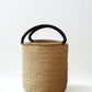 Handwoven Double Weave Hamper Basket with Black Leather Handles