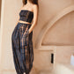 Jane Balloon Pants With Matching Tube Top Set in Deep Sea Blue