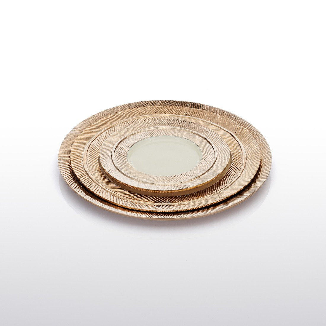 Feather Plates Gold/Oyster - In Stock