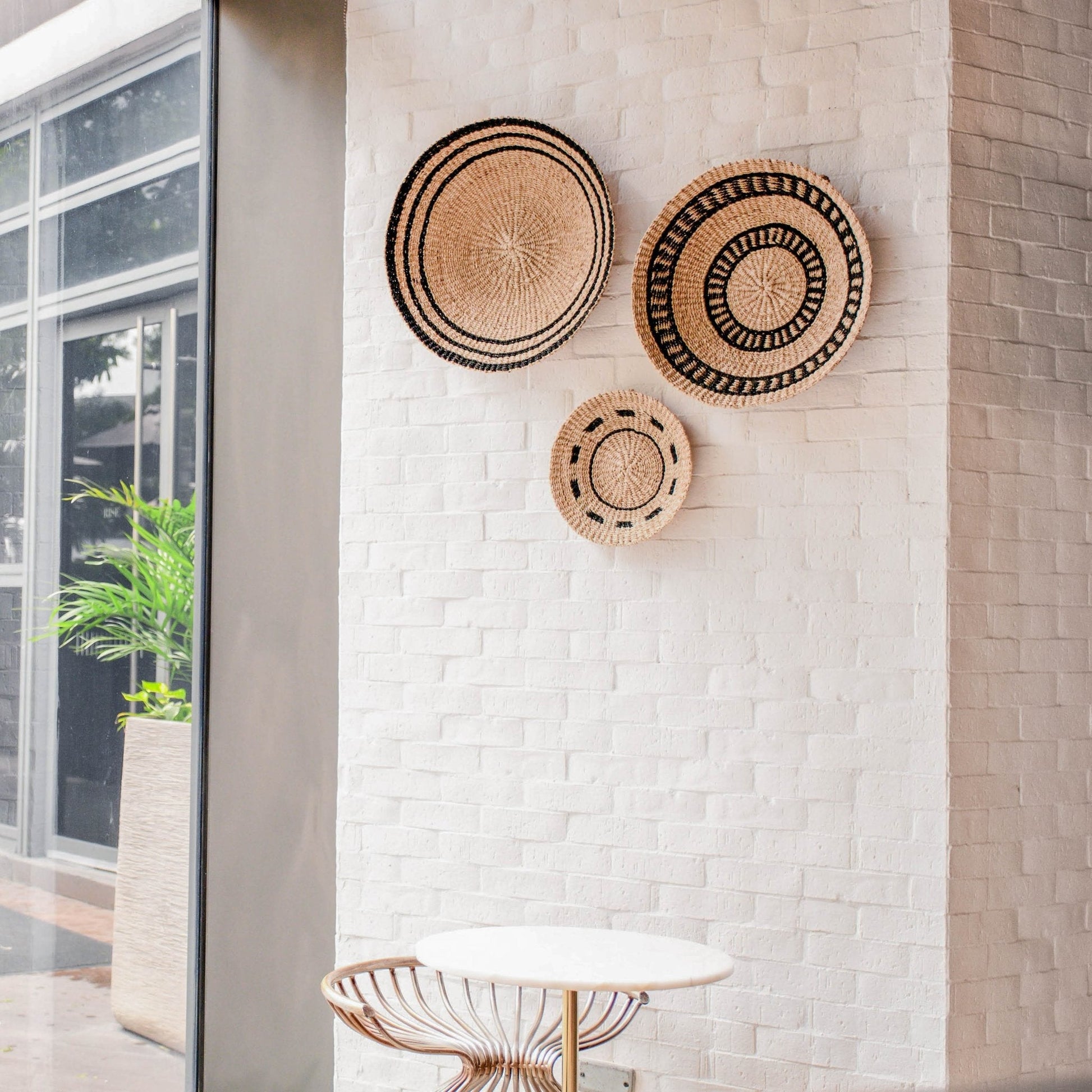 Natural + Black Wall Baskets, Medium