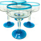 Aqua Rim Margarita Glasses - Set of 4