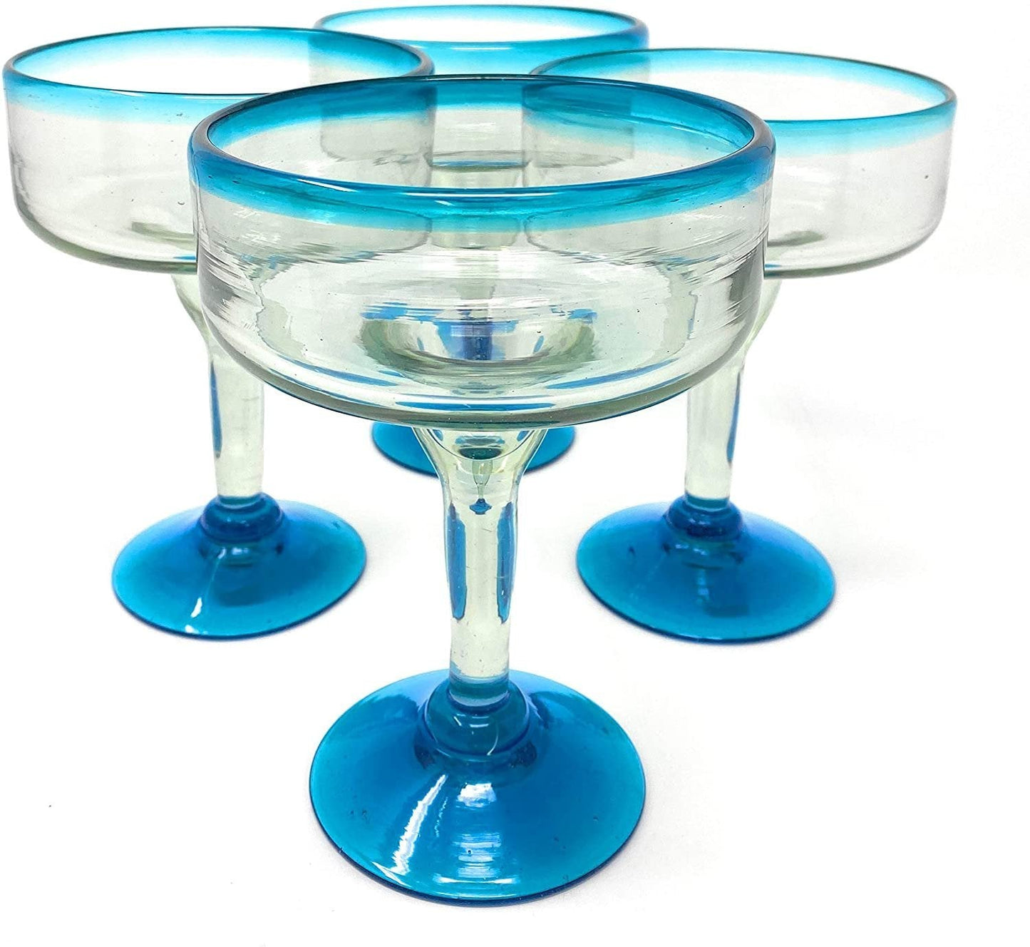 Aqua Rim Margarita Glasses - Set of 4