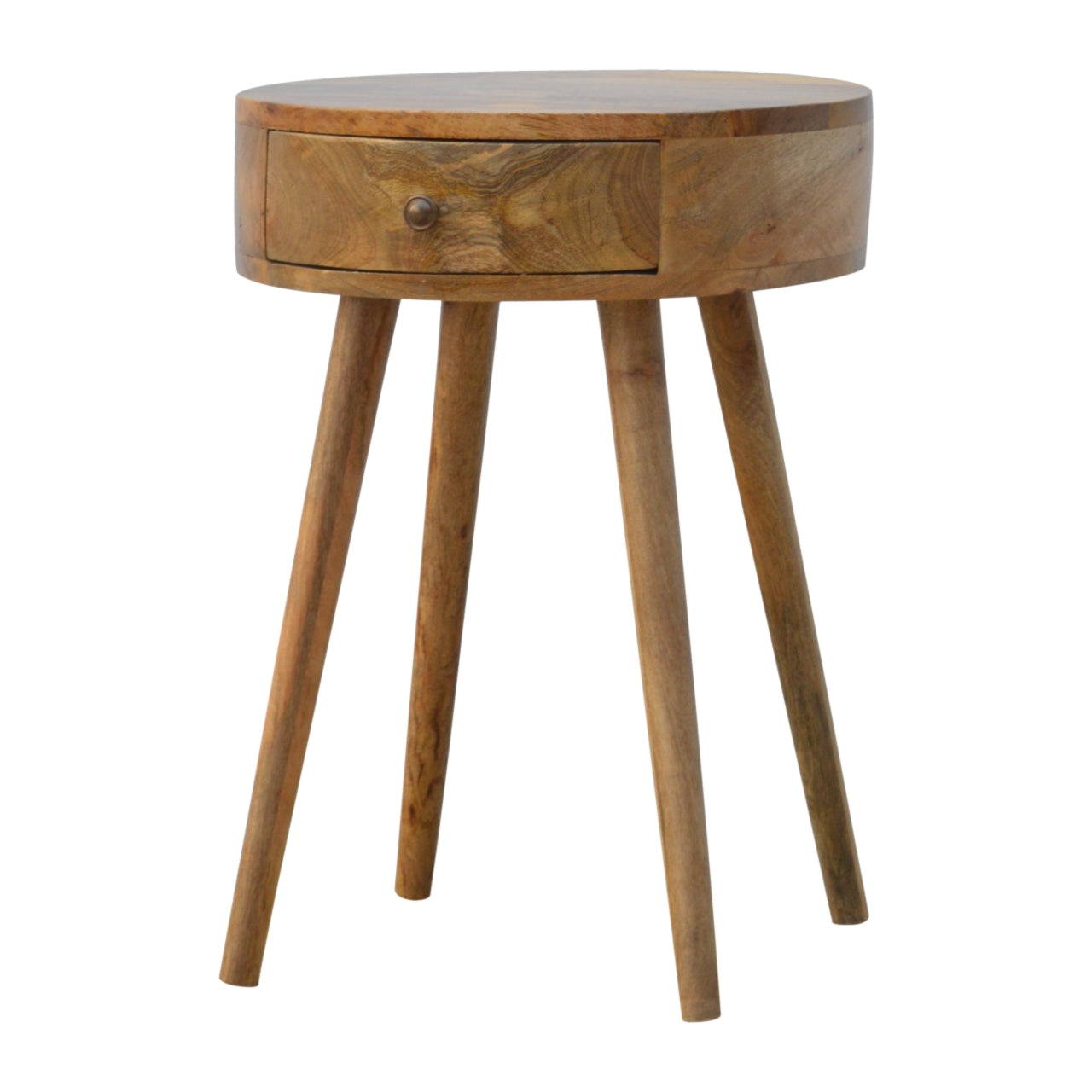 Nordic Circular Shaped Bedside, 1-Drawer, Oak