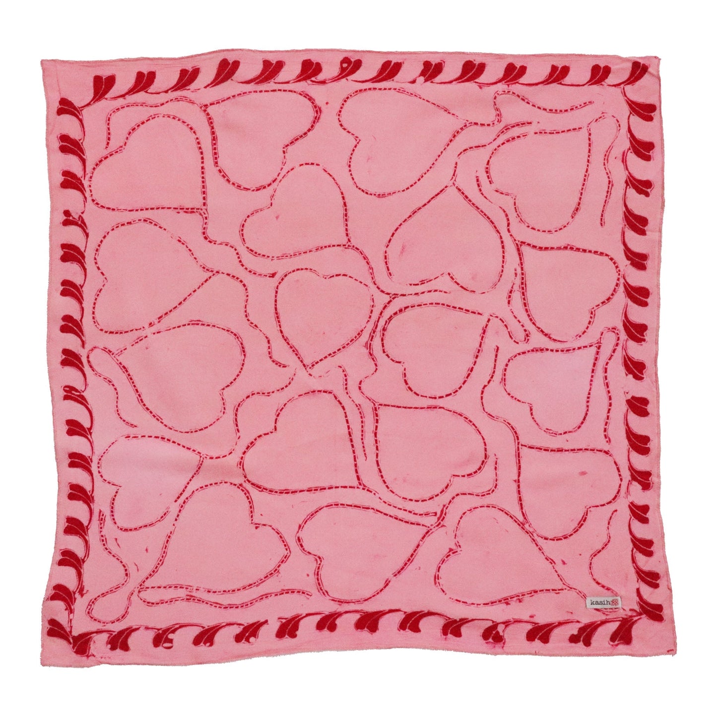 Full Hand Drawn Batik Tulis Bandana Authentic, 100% Soft Cotton, Pink Heart, Mother's Day Gift