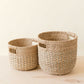 S/2 Grey + Natural Round Bottom Baskets