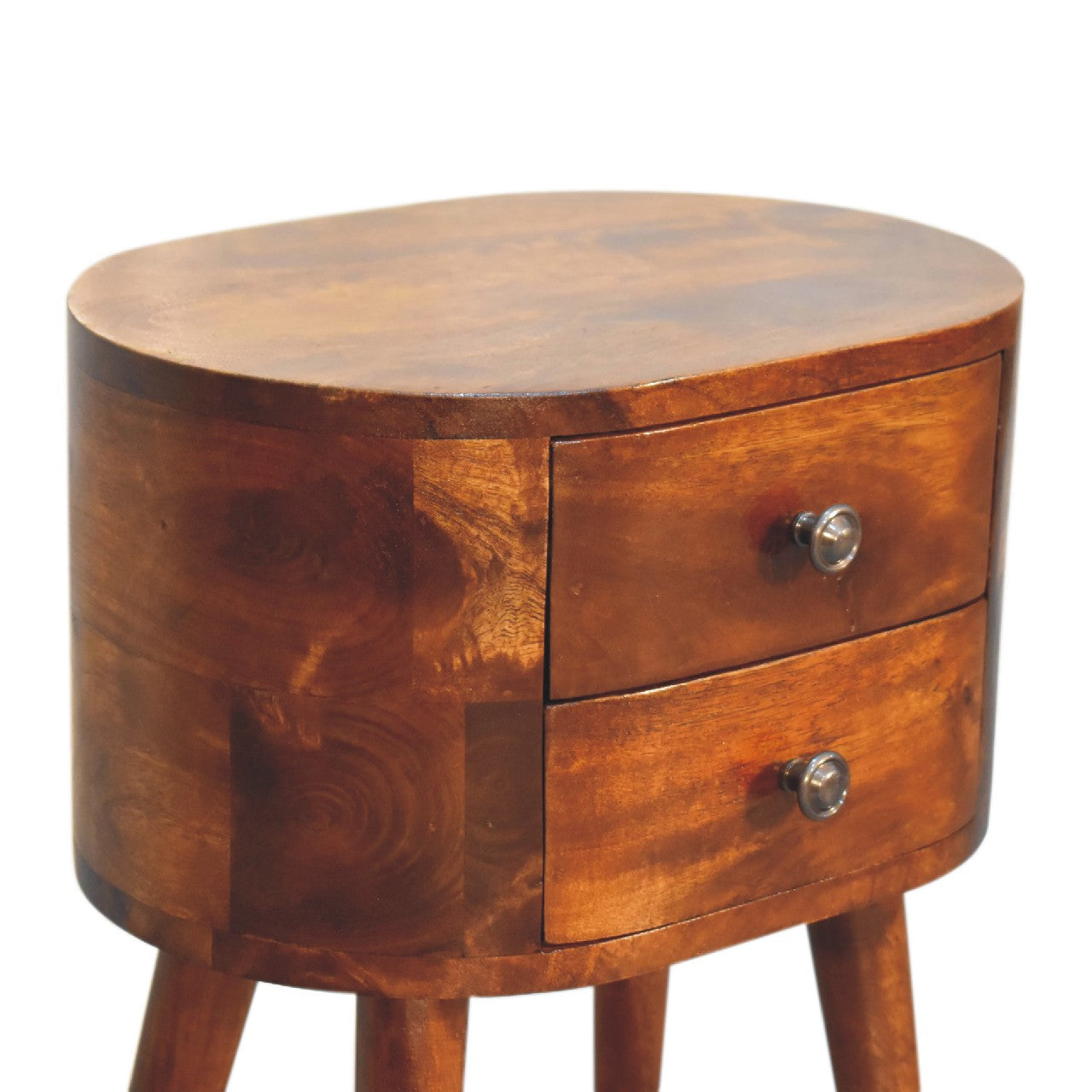 Solid Wood Mini Chestnut Rounded Nightstand
