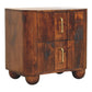Solid Wood Ribera Bedside Table 2 Drawers Brown