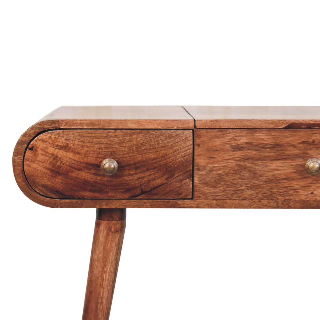 Solid Wood Honey Caramel Round Dressing Table