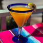Cobalt Blue Rim Margarita Glasses - Martini Style - Set of 4