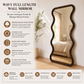 Wavy Full-Length Wall Mirror with Mango Wood Frame, 36x72"
