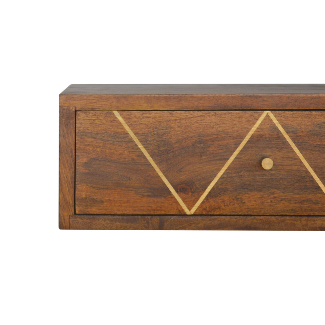 Solid Wood Floating Chestnut Brass Bedside