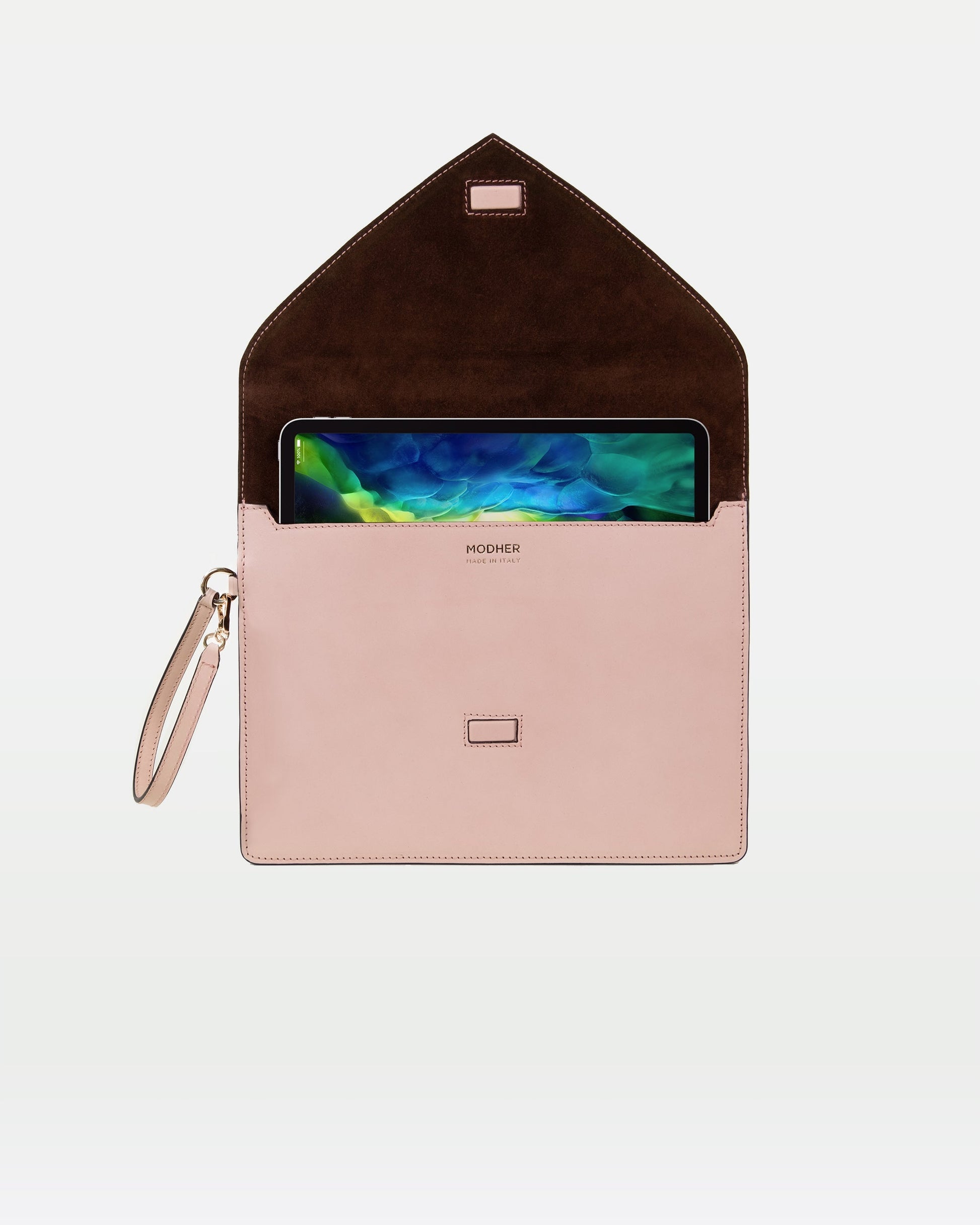 Envelope Clutch in Vegetable tanned calfskin and Suede Leather