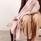 Silica Rose In Shades of Salmon Gray Stripes Pattern Soft Handwoven Merino Throw