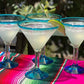 Aqua Rim Modern Margarita Glasses - Martini Style - Set of 4
