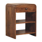 Solid Wood Open Shelf Bedside with Drawer
