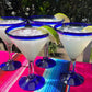 Cobalt Blue Rim Margarita Glasses - Martini Style - Set of 4