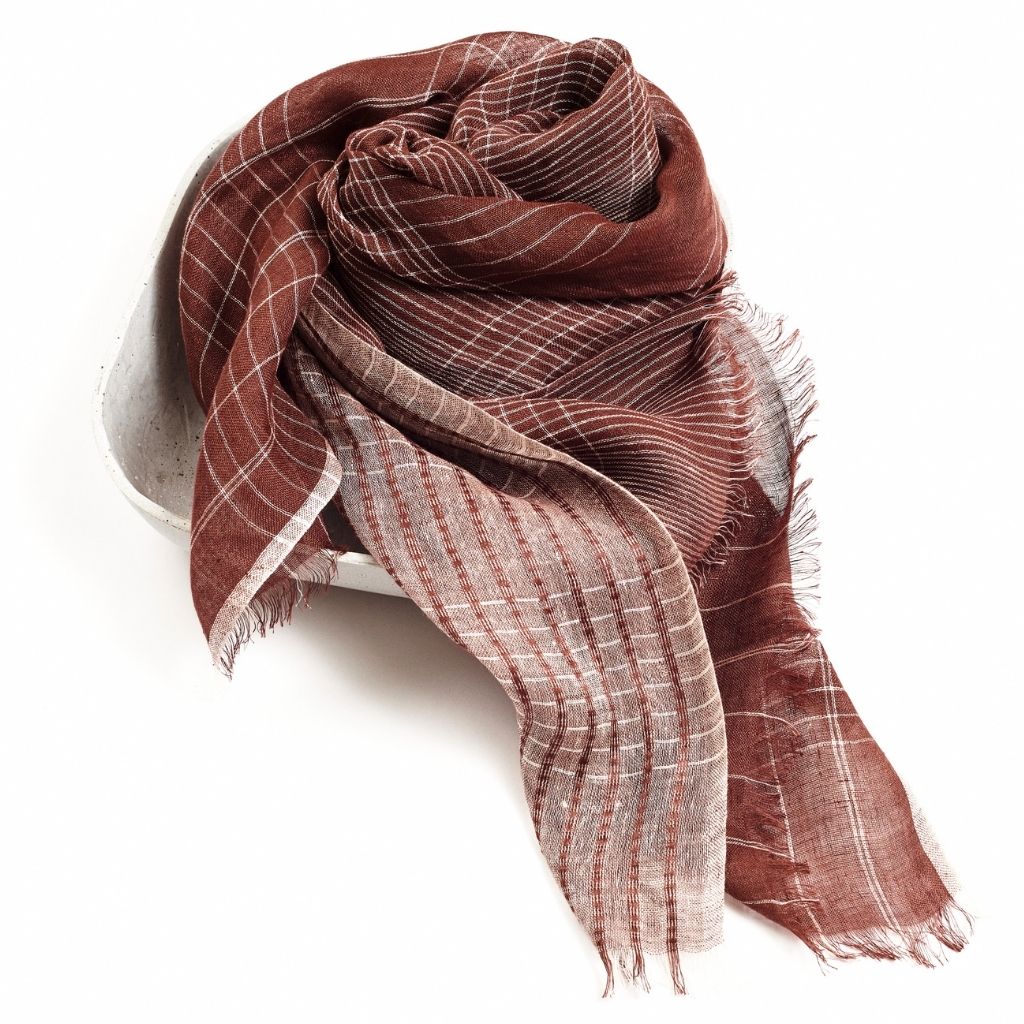 Auro Cinnabar Handwoven Linen Scarf