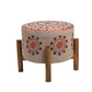 Mandala Design Embroidered Stool | 16x14" | Beige | Cotton