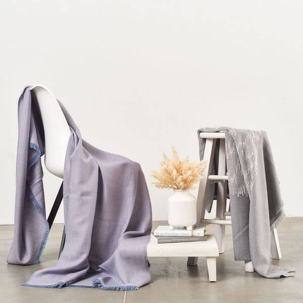 Flo Gray Textured Handloom Merino Throw